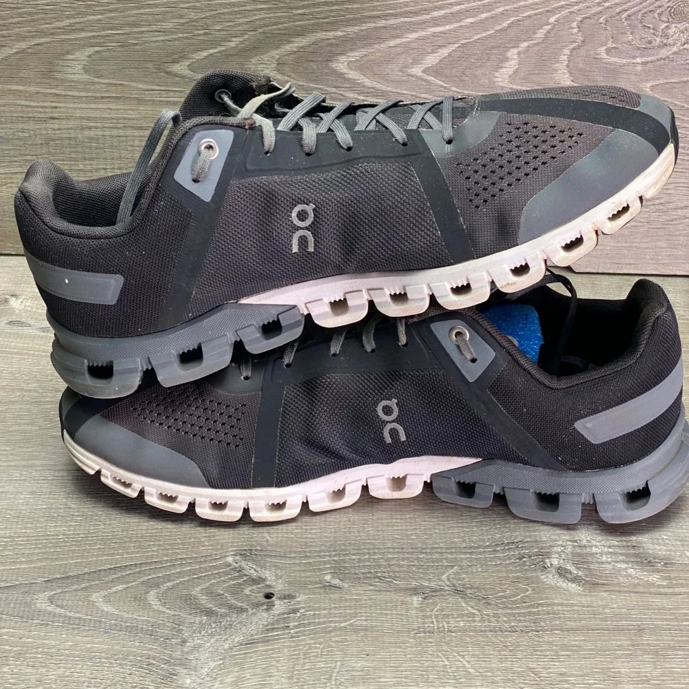 On Running Shoes‎ Cloudflow Men 11.5 Black Asphalt Grey Mesh Athletic Sneakers